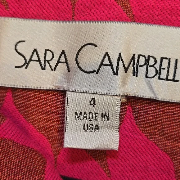 Sara Campbell Pink/Brown Abstract Houndstooth Design Pencil Skirt with Bow Belt - Picture 6 of 9